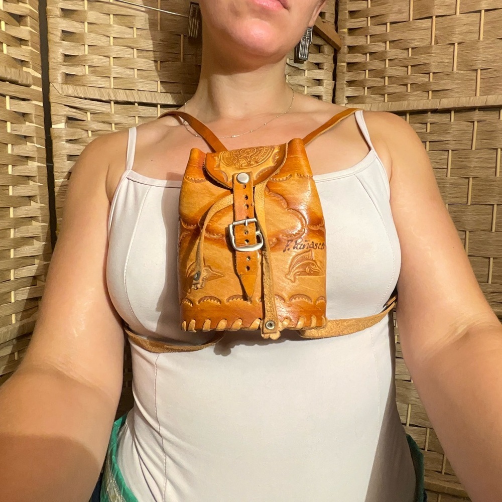 Handcrafted Aztec Leather Mini Backpack - Picture 10 of 10